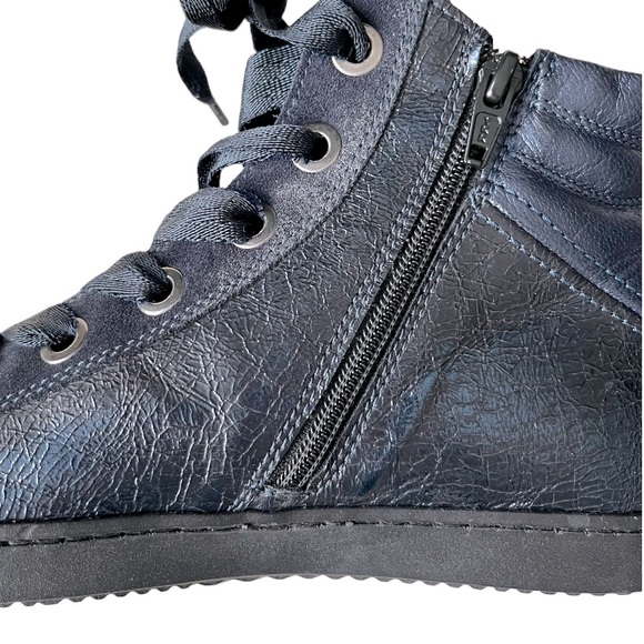 Ron White Lace Up Leather & Suede Sneaker w Side Zipper - Picture 6 of 7